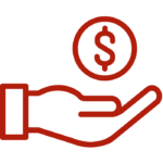 car repair payment plan icon of money sign over and open hand