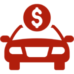 icon of car with dollar sign above it