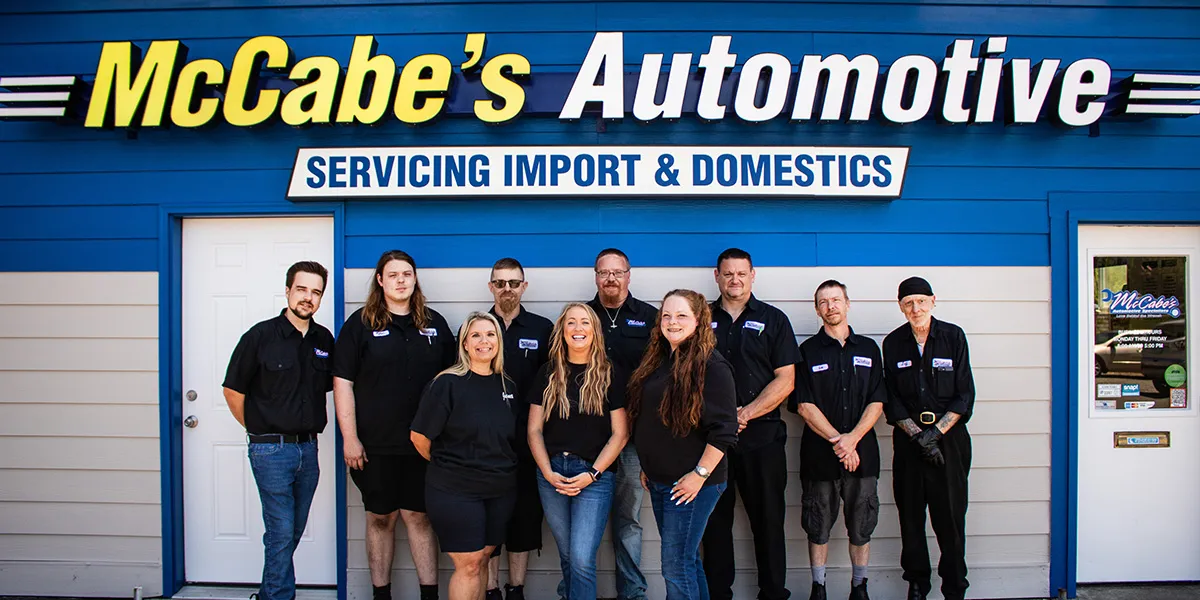The McCabe’s Automotive Specialists team outside the shop