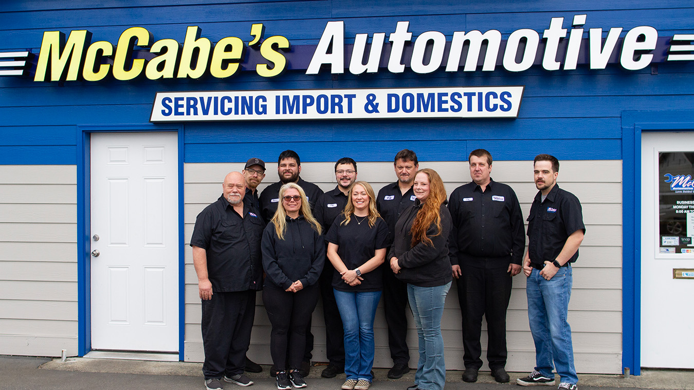 Group photo of the team at McCabe's Automotive