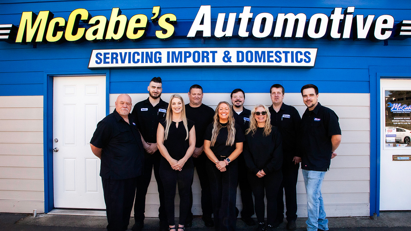 Group photo of the team members at McCabe's Automotive