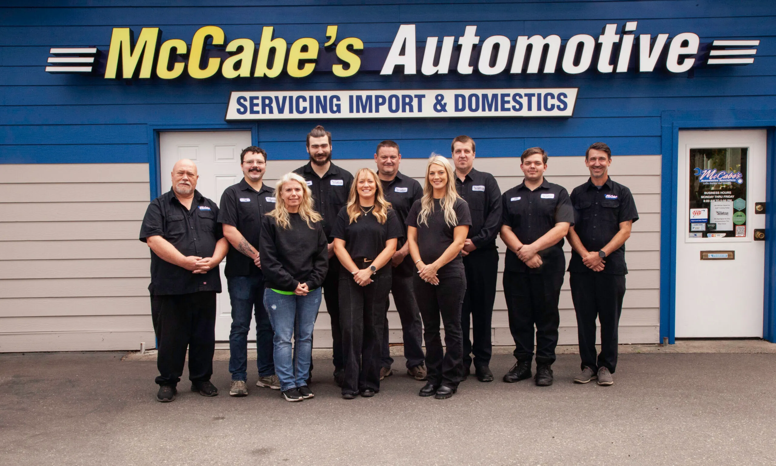 Group photo of the team at McCabe's Automotive